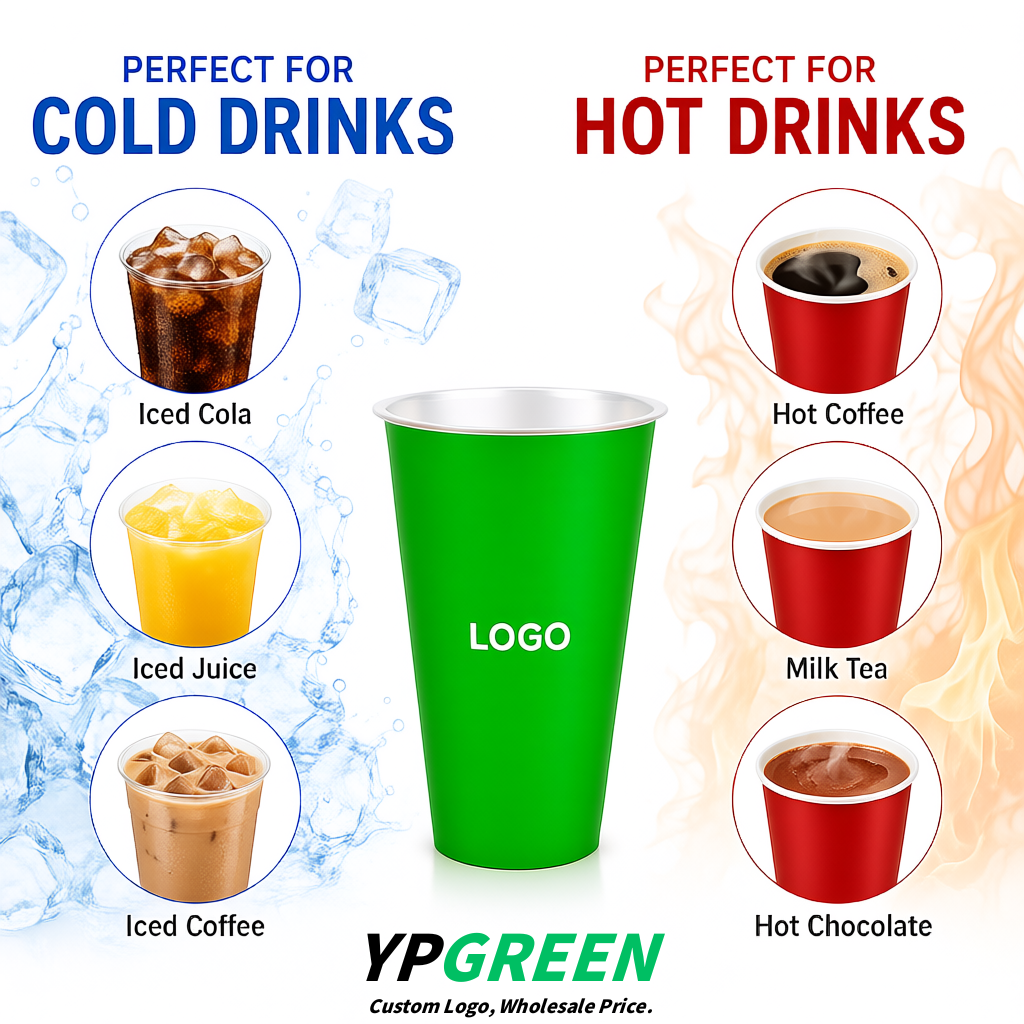 Green Matte Metal Film In-mold Labeling PP Injection Cup For Hot & Cold Drink Green Matte Metal Film In-mold Labeling PP Injection Cup For Hot & Cold Drink