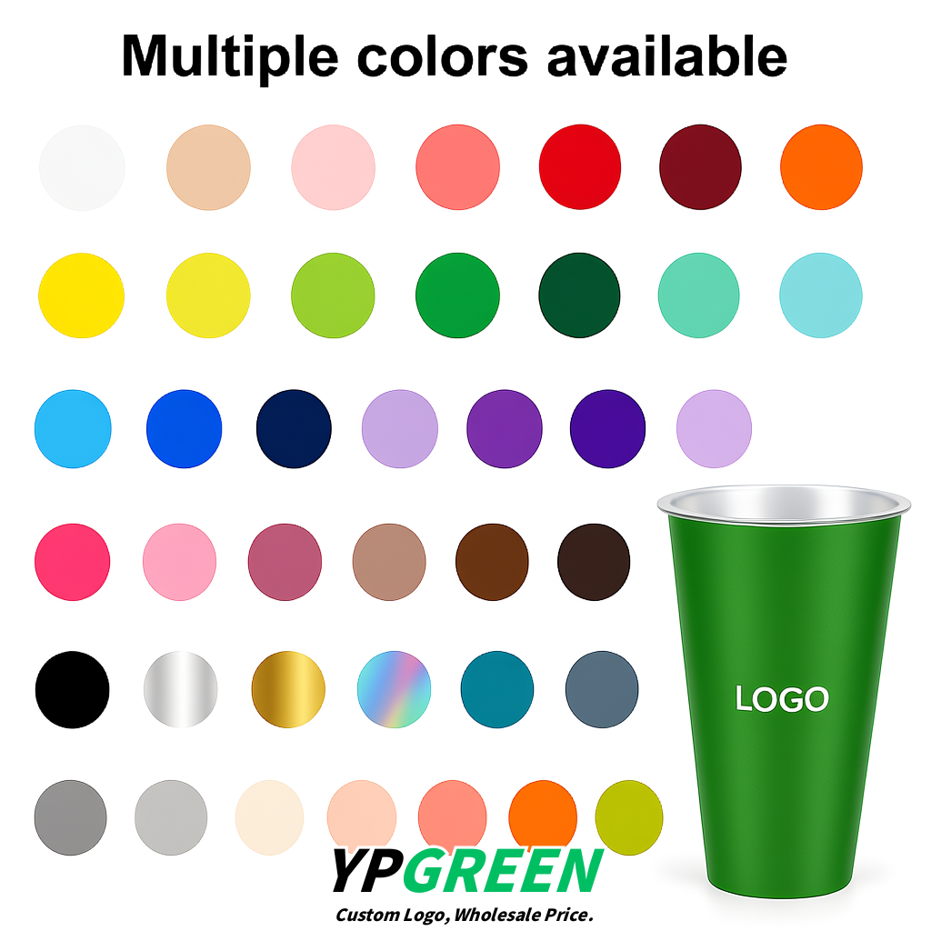 Green Matte Metal Film In-mold Labeling PP Injection Cup For Hot & Cold Drink