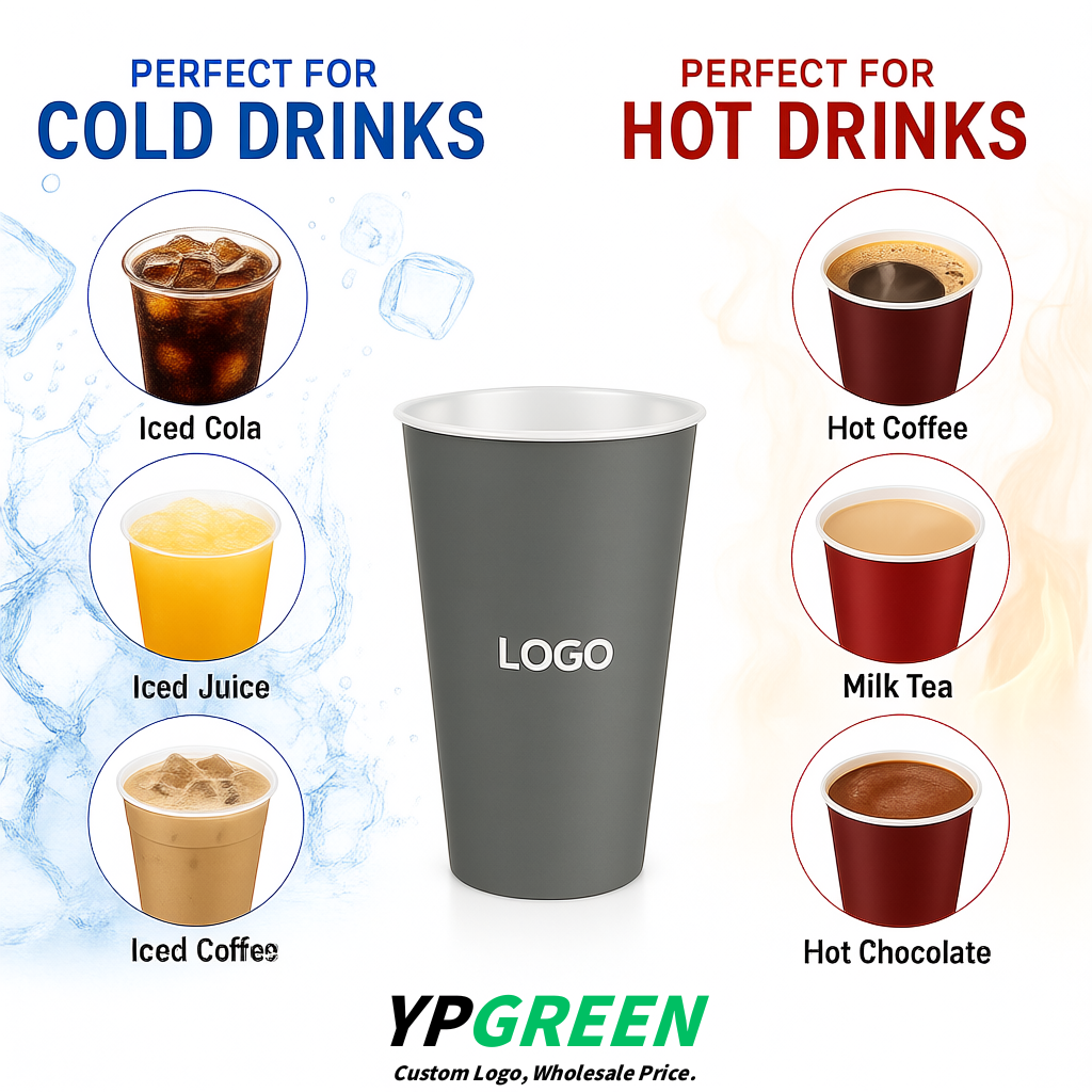 Greige Matte Metal Film In-mold Labeling PP Injection Cup For Hot & Cold Drink