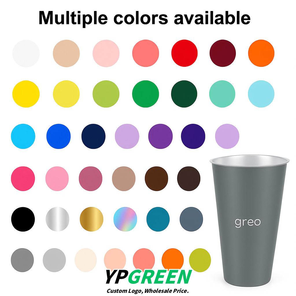 Greige Matte Metal Film In-mold Labeling PP Injection Cup For Hot & Cold Drink Greige Matte Metal Film In-mold Labeling PP Injection Cup For Hot & Cold Drink