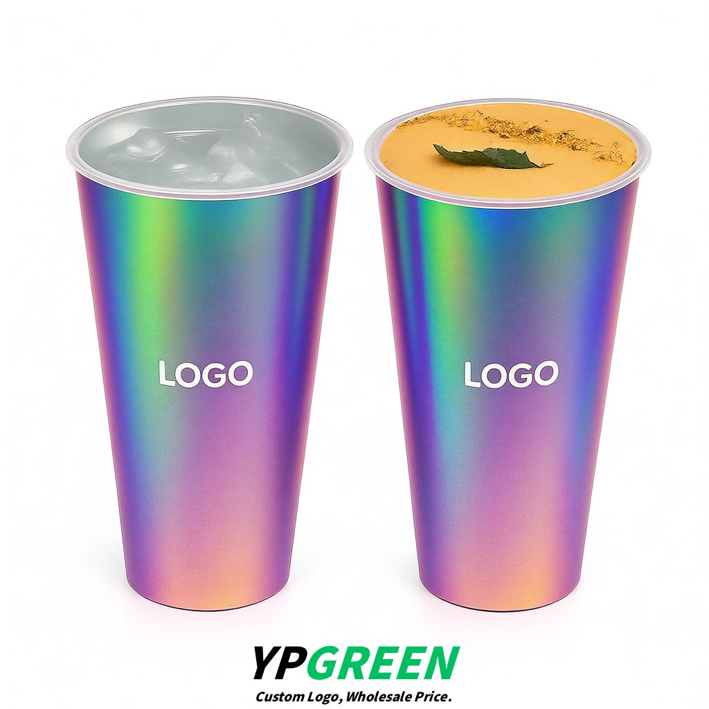 Holographic Matte Metal Film In-mold Labeling PP Injection Cup For Hot & Cold Drink