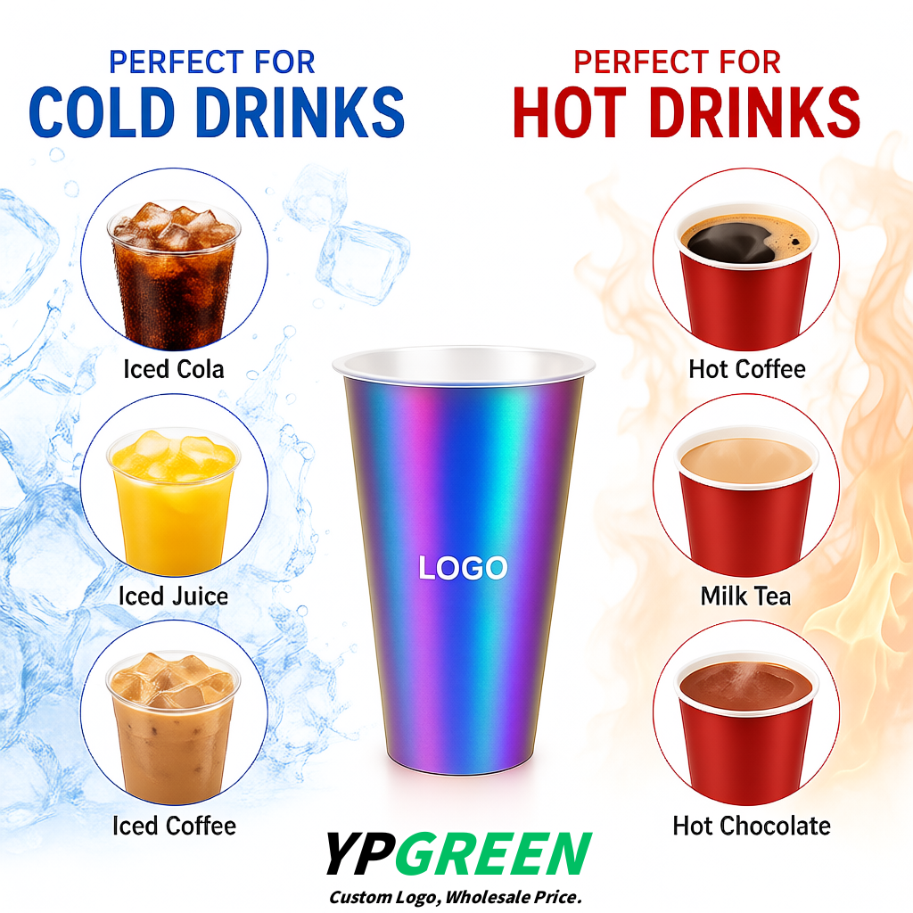 Holographic Matte Metal Film In-mold Labeling PP Injection Cup For Hot & Cold Drink