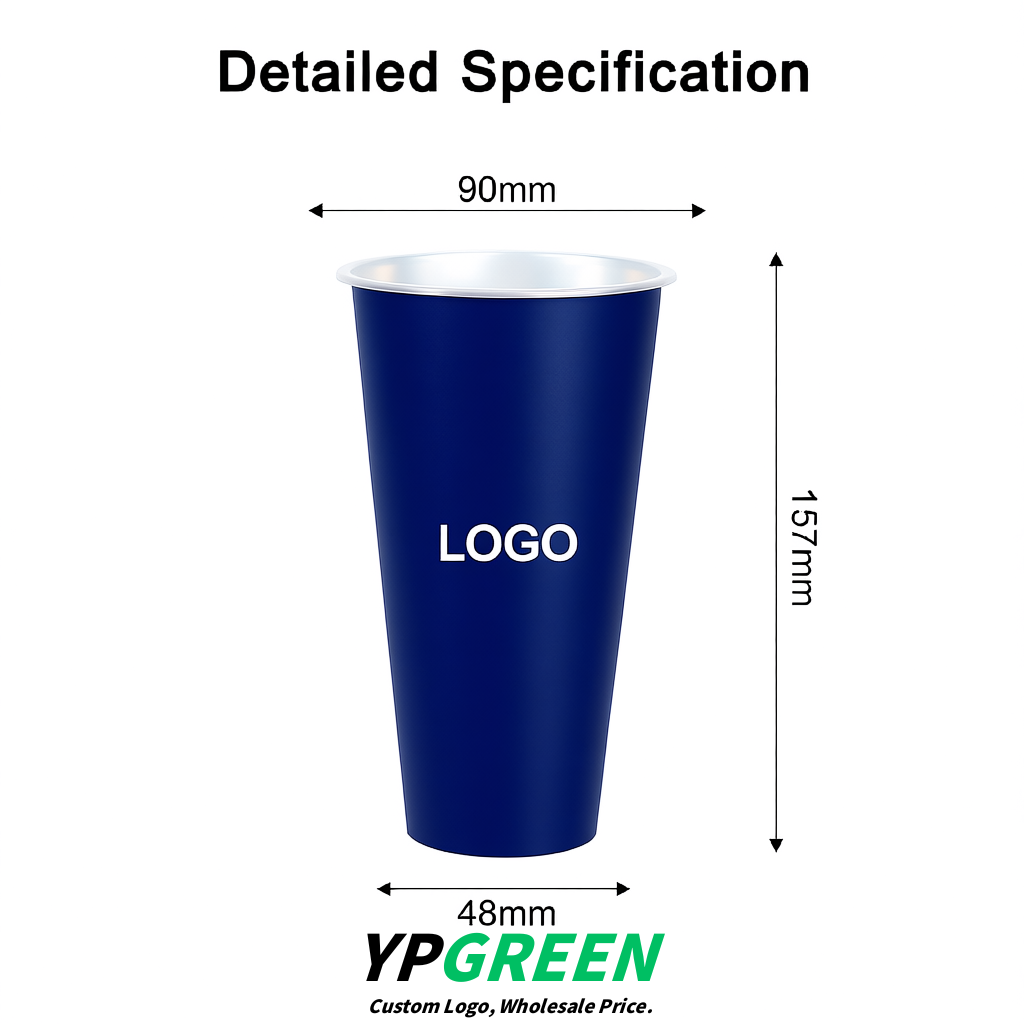 Indigo Matte Metal Film In-mold Labeling PP Injection Cup For Hot & Cold Drink