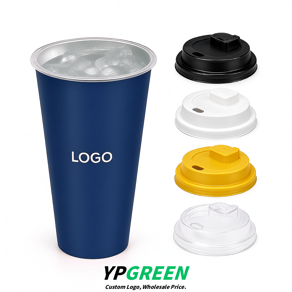 Indigo Matte Metal Film In-mold Labeling PP Injection Cup For Hot & Cold Drink