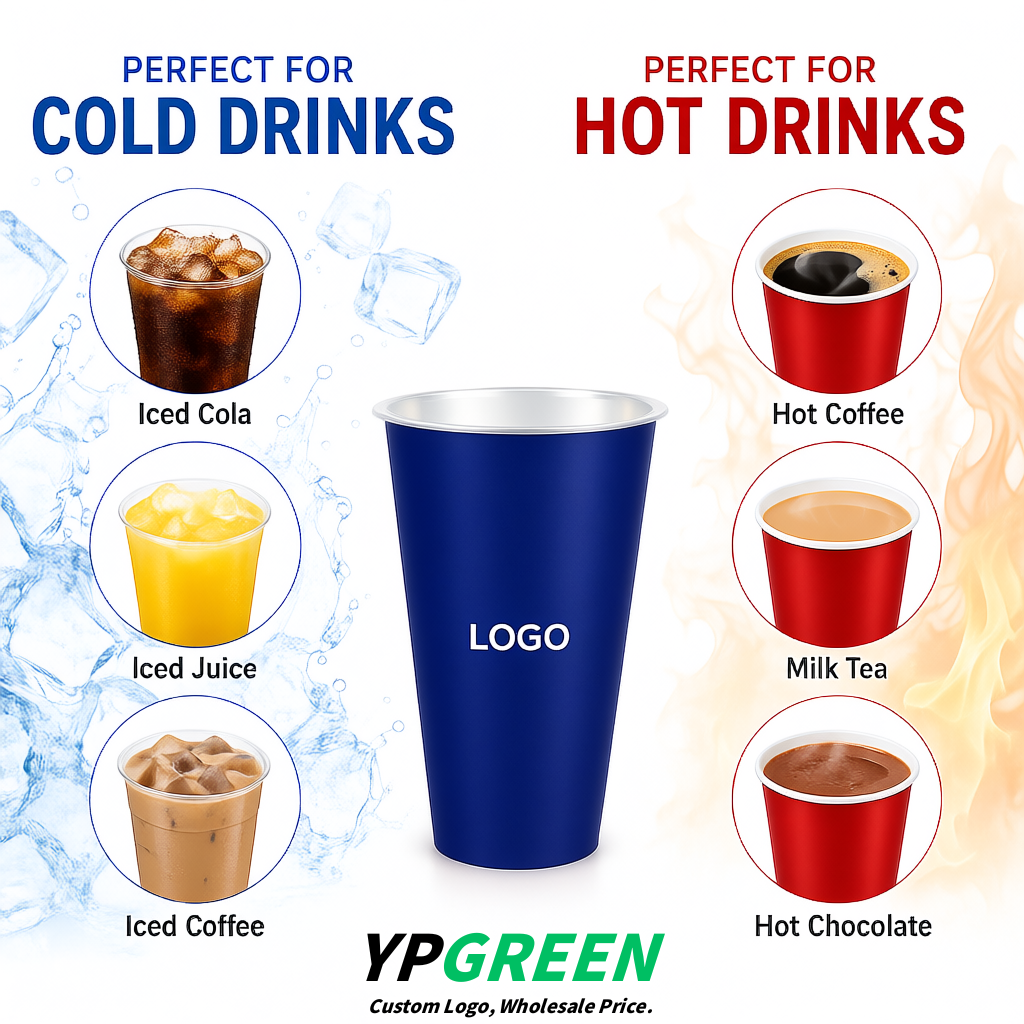 Indigo Matte Metal Film In-mold Labeling PP Injection Cup For Hot & Cold Drink