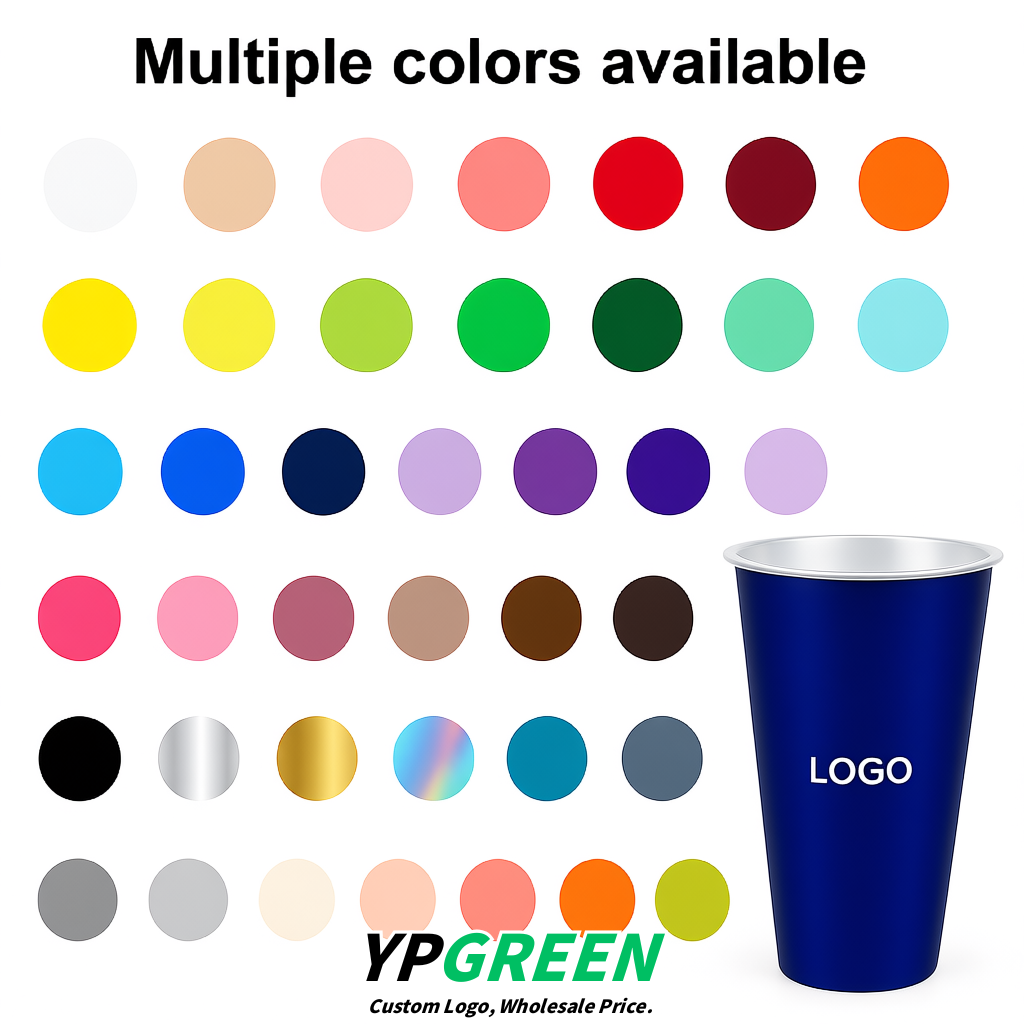 Indigo Matte Metal Film In-mold Labeling PP Injection Cup For Hot & Cold Drink