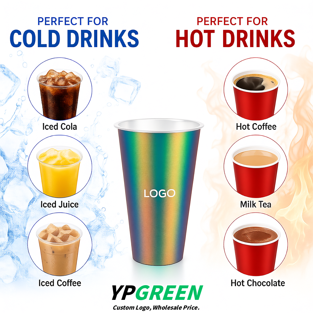 Iridescent Matte Metal Film In-mold Labeling PP Injection Cup For Hot & Cold Drink