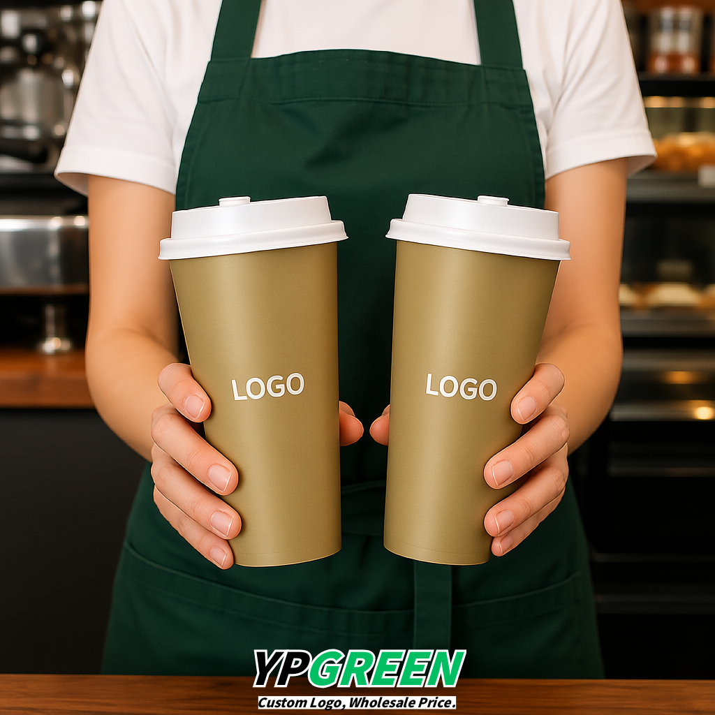 Khaki Matte Metal Film In-mold Labeling PP Injection Cup For Hot & Cold Drink