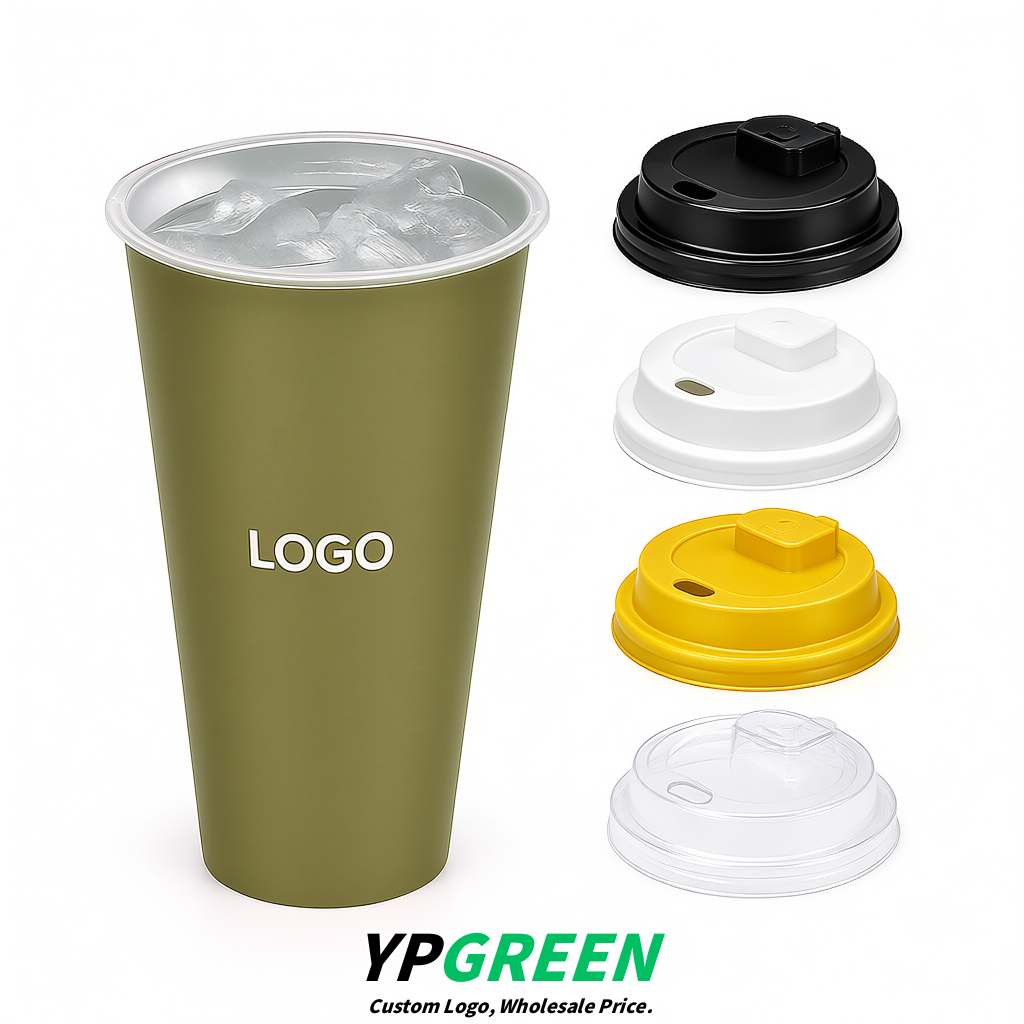 Khaki Matte Metal Film In-mold Labeling PP Injection Cup For Hot & Cold Drink