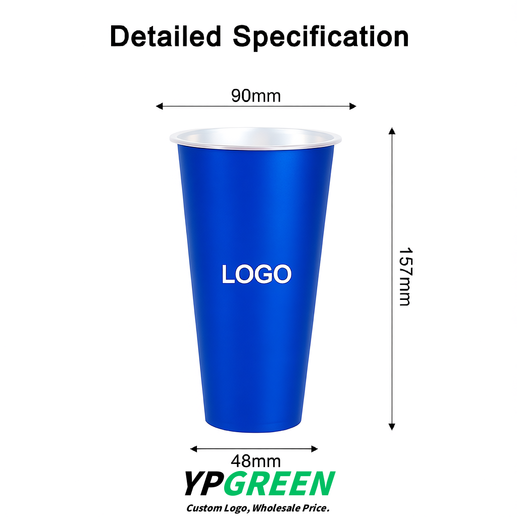 Klein Blue Matte Metal Film In-mold Labeling PP Injection Cup For Hot & Cold Drink