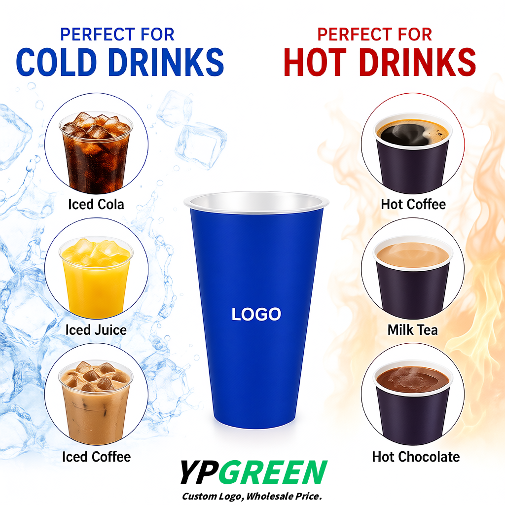 Klein Blue Matte Metal Film In-mold Labeling PP Injection Cup For Hot & Cold Drink