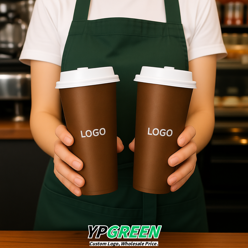 Kraft Brown Matte Metal Film In-mold Labeling PP Injection Cup For Hot & Cold Drink
