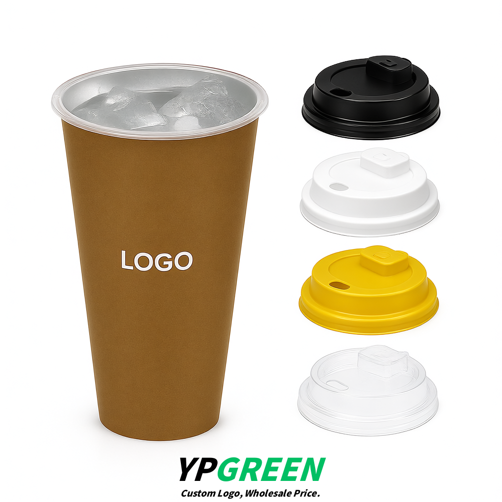 Kraft Brown Matte Metal Film In-mold Labeling PP Injection Cup For Hot & Cold Drink