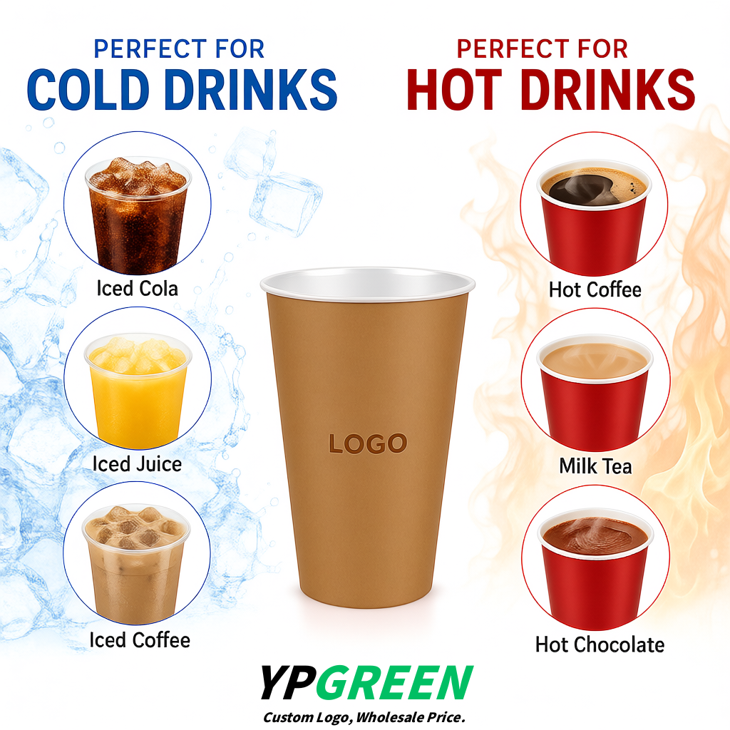 Kraft Brown Matte Metal Film In-mold Labeling PP Injection Cup For Hot & Cold Drink