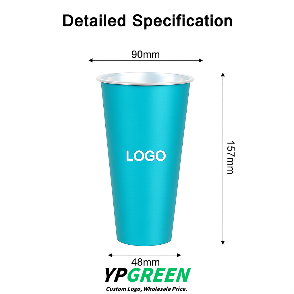 Lake Blue Matte Metal Film In-mold Labeling PP Injection Cup For Hot & Cold Drink