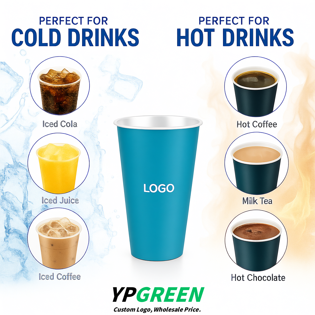 Lake Blue Matte Metal Film In-mold Labeling PP Injection Cup For Hot & Cold Drink