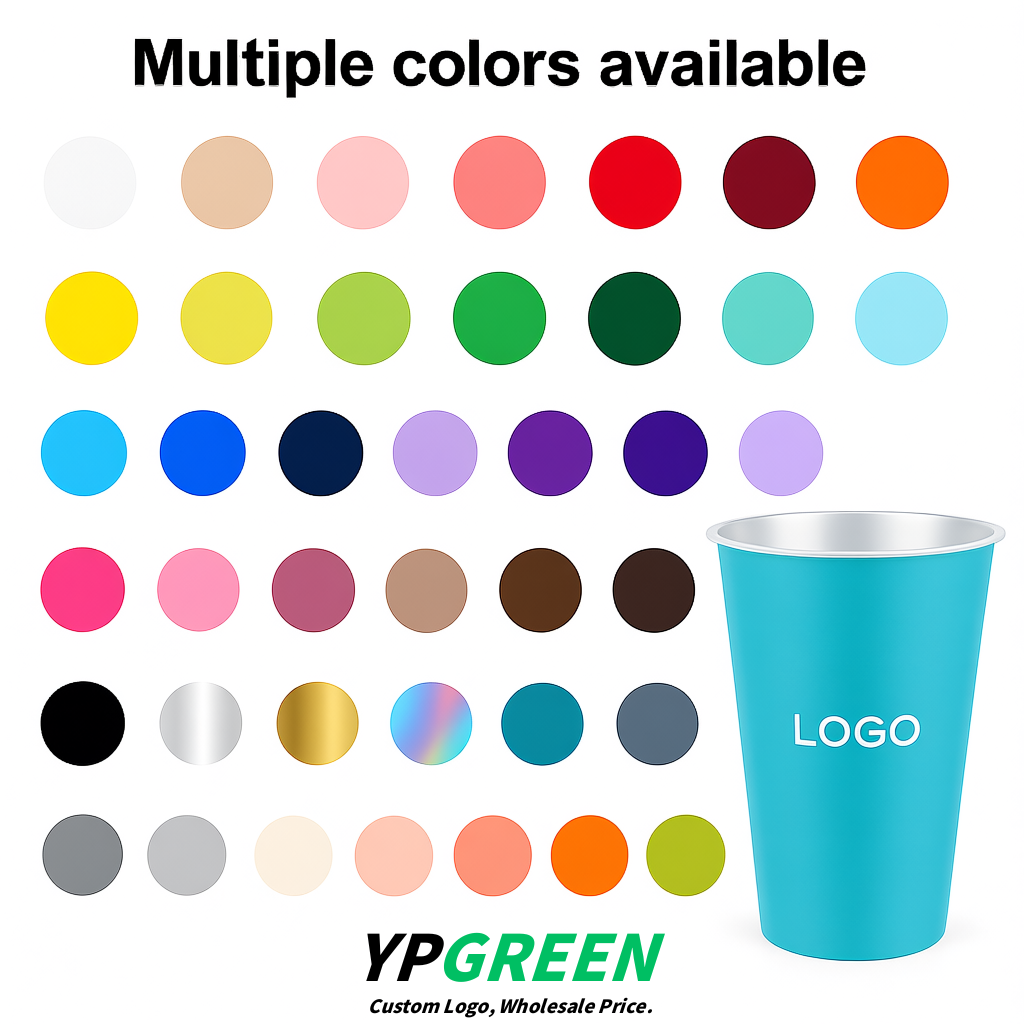 Lake Blue Matte Metal Film In-mold Labeling PP Injection Cup For Hot & Cold Drink