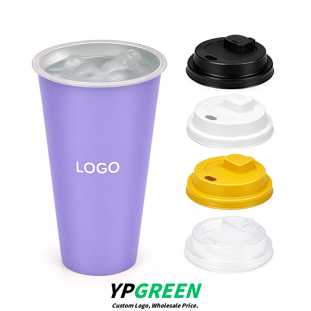 Lavender Matte Metal Film In-mold Labeling PP Injection Cup For Hot & Cold Drink