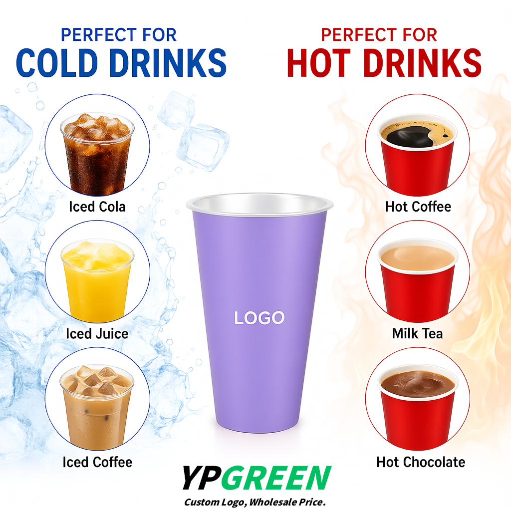 Lavender Matte Metal Film In-mold Labeling PP Injection Cup For Hot & Cold Drink