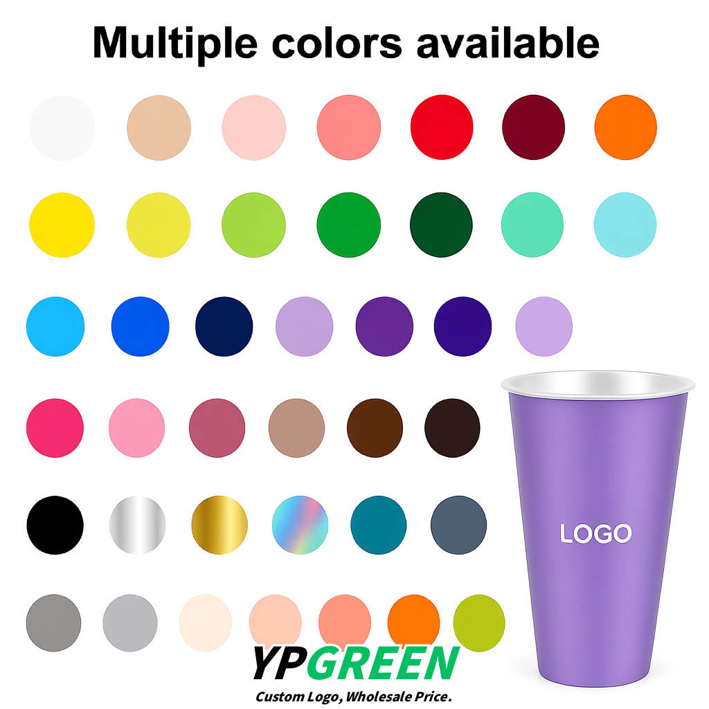 Lavender Matte Metal Film In-mold Labeling PP Injection Cup For Hot & Cold Drink