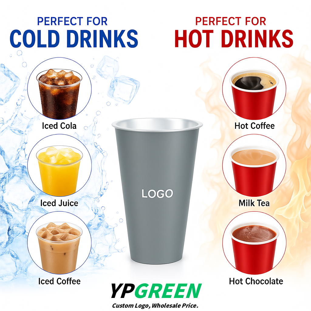 Light Slate Gray Matte Metal Film In-mold Labeling PP Injection Cup For Hot & Cold Drink