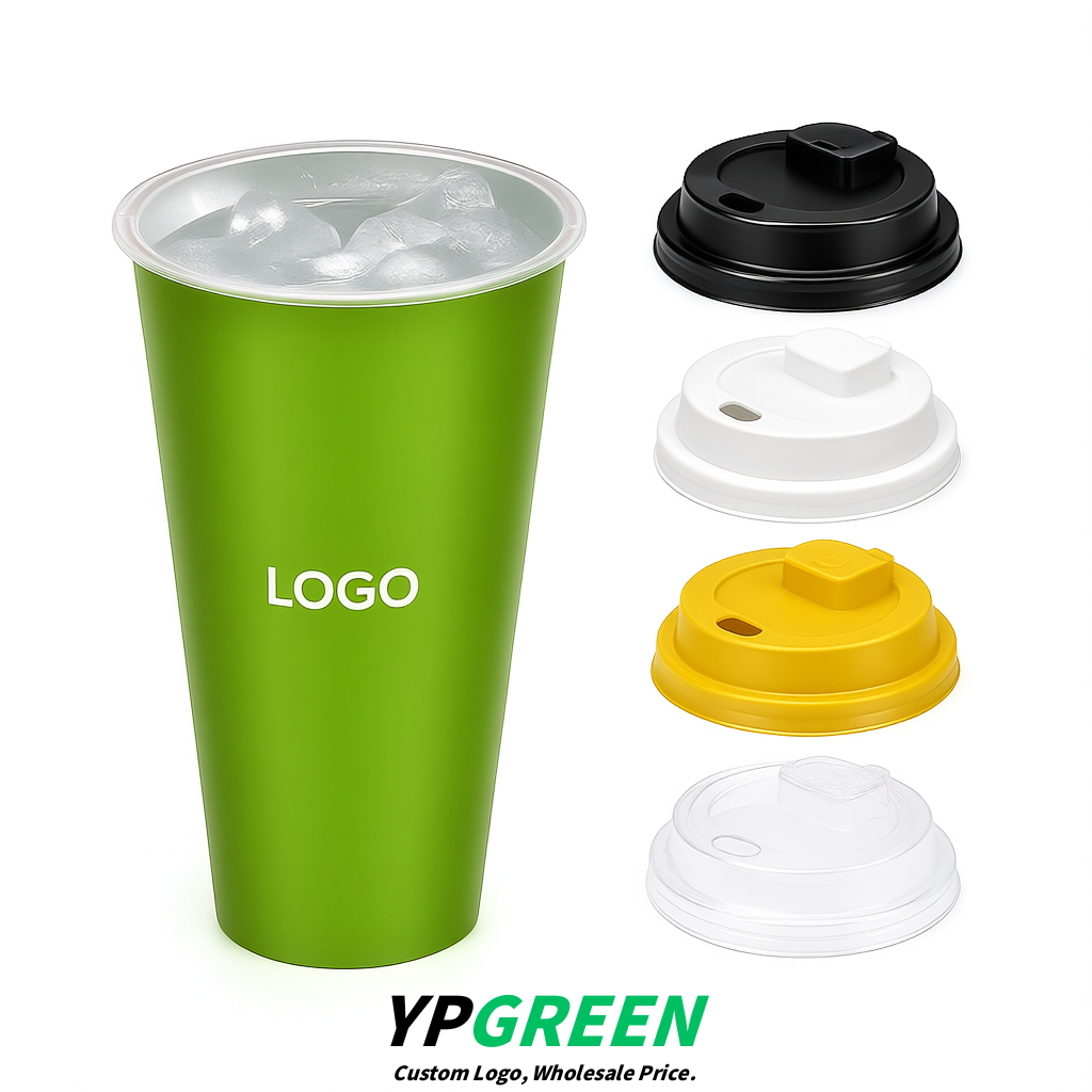 Lime Green Matte Metal Film In-mold Labeling PP Injection Cup For Hot & Cold Drink