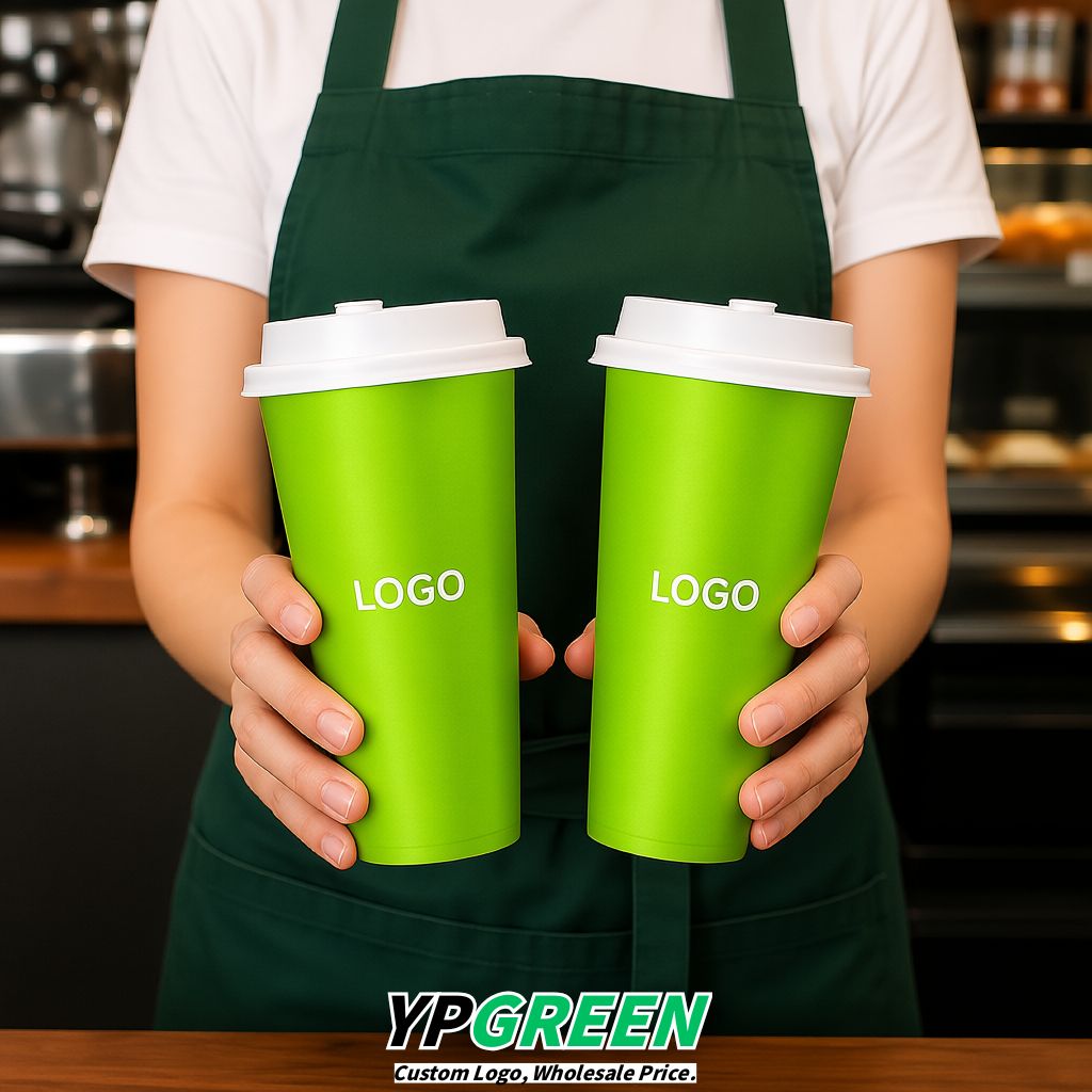 Lime Green Matte Metal Film In-mold Labeling PP Injection Cup For Hot & Cold Drink