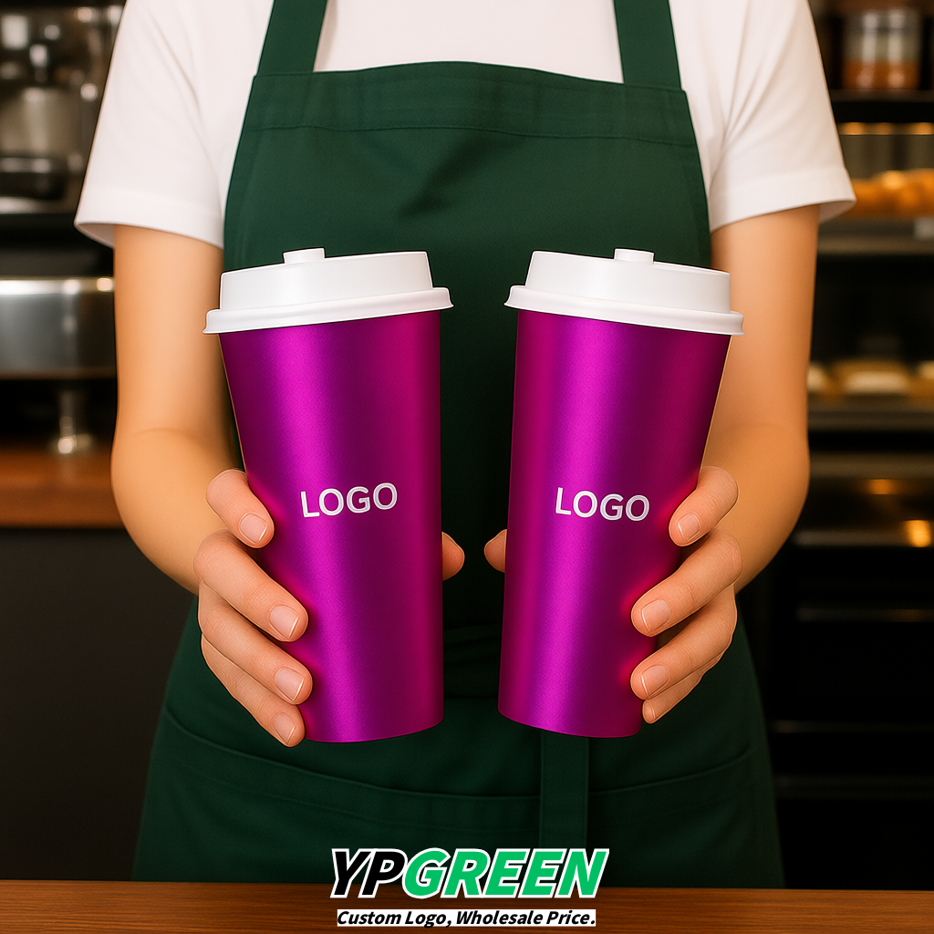 Magenta Matte Metal Film In-mold Labeling PP Injection Cup For Hot & Cold Drink