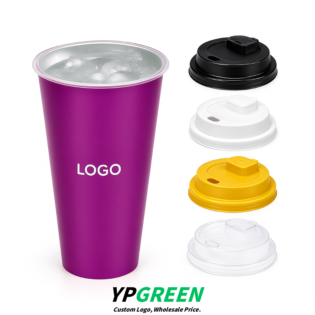 Magenta Matte Metal Film In-mold Labeling PP Injection Cup For Hot & Cold Drink