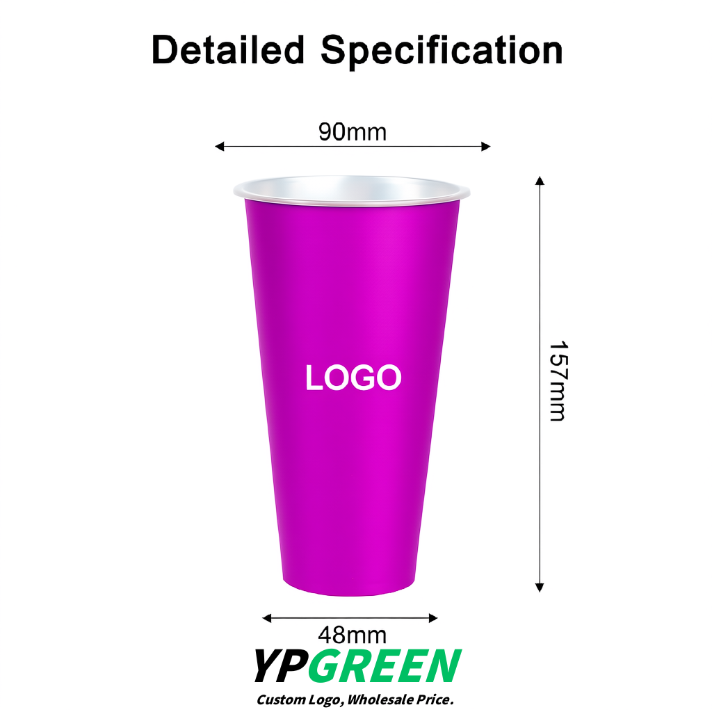 Magenta Matte Metal Film In-mold Labeling PP Injection Cup For Hot & Cold Drink