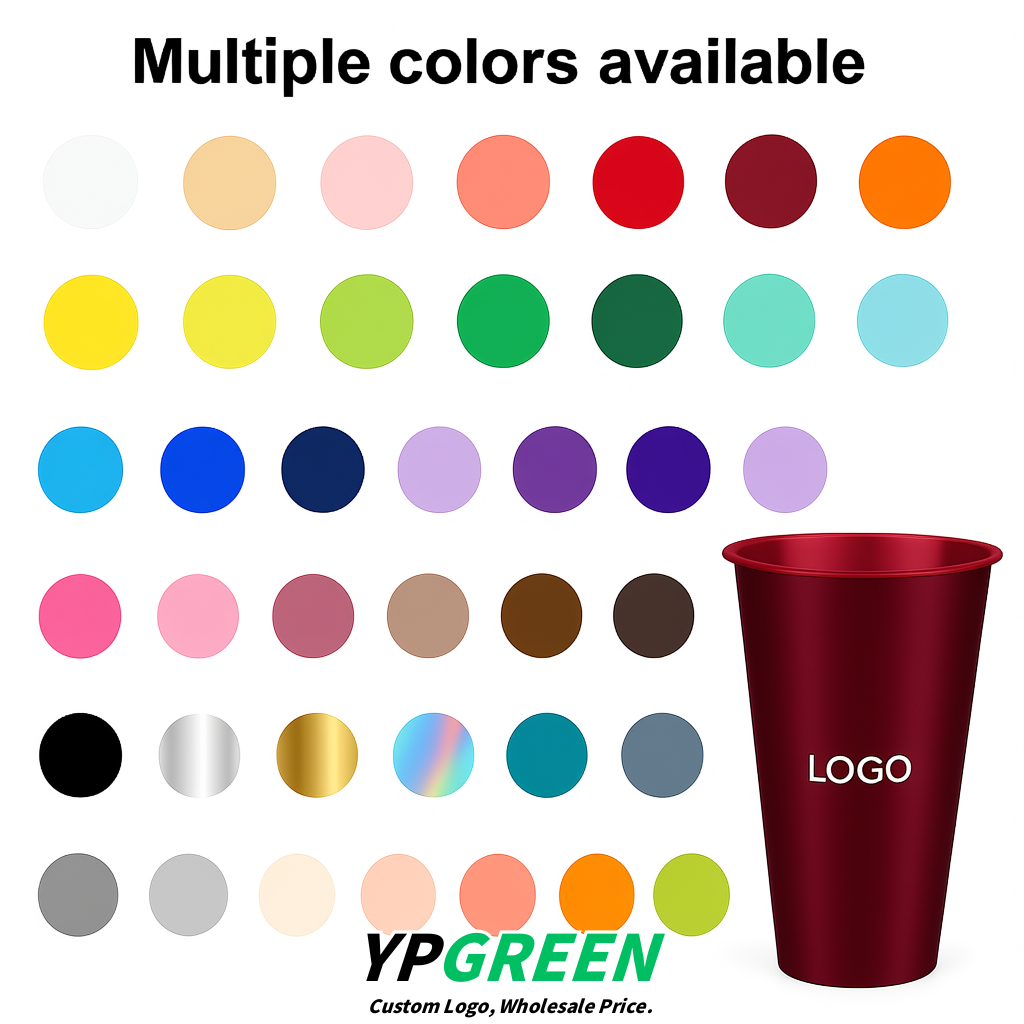 Maroon Matte Metal Film In-mold Labeling PP Injection Cup For Hot & Cold Drink