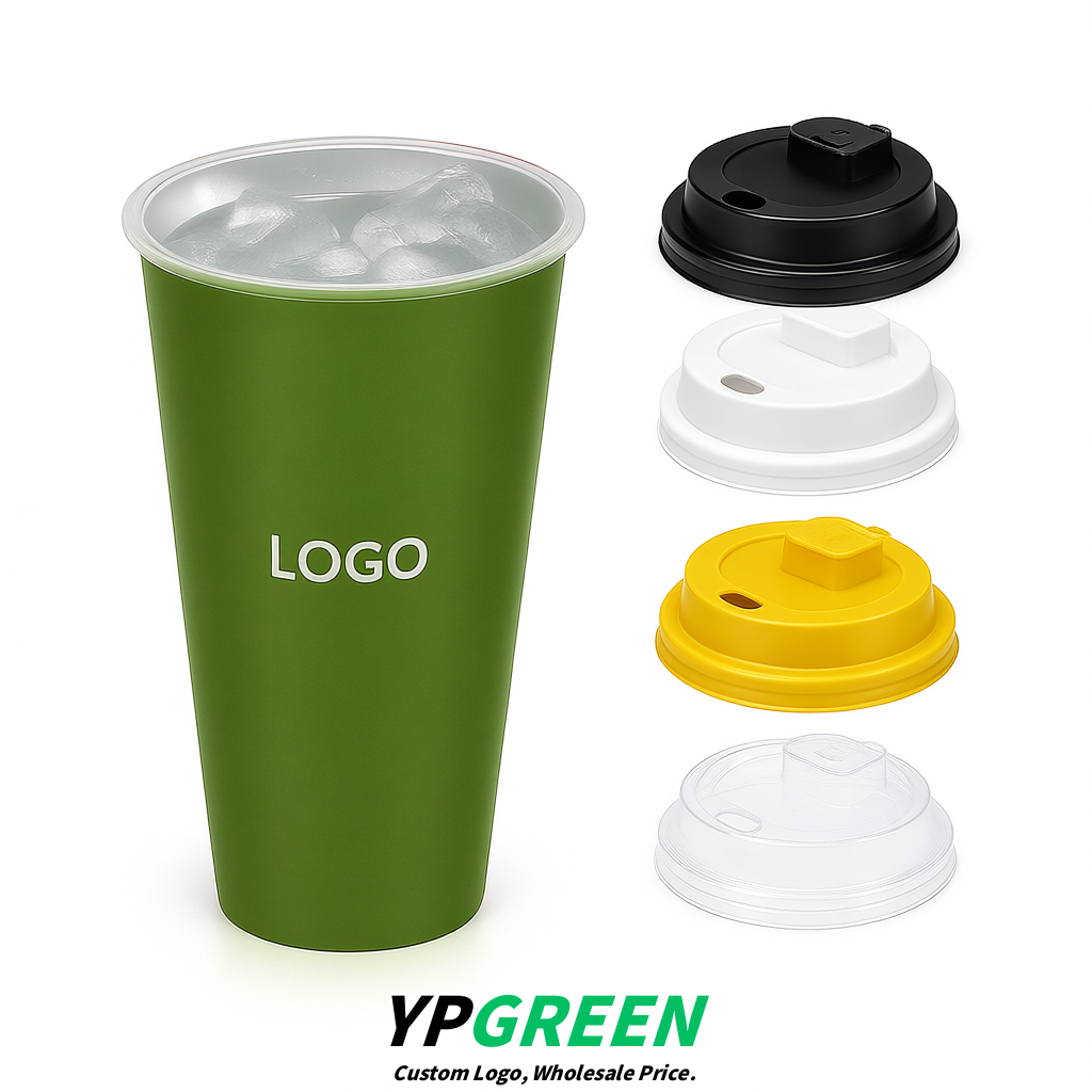 Matcha Green Matte Metal Film In-mold Labeling PP Injection Cup For Hot & Cold Drink