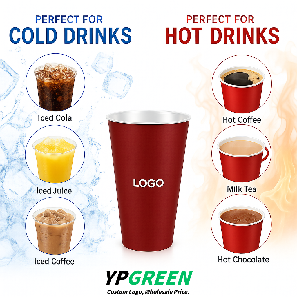 Matte Red Matte Metal Film In-mold Labeling PP Injection Cup For Hot & Cold Drink
