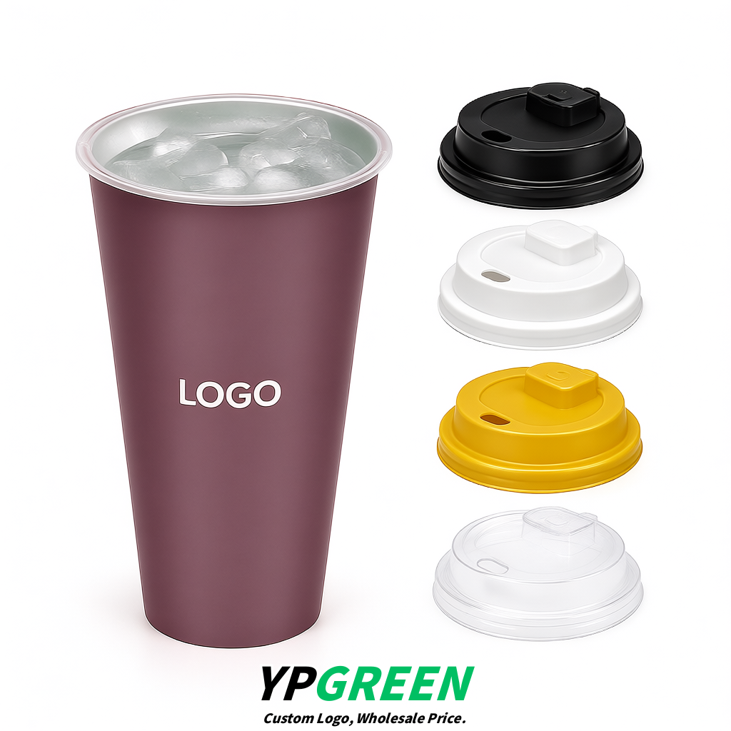 Mauve Matte Metal Film In-mold Labeling PP Injection Cup For Hot & Cold Drink