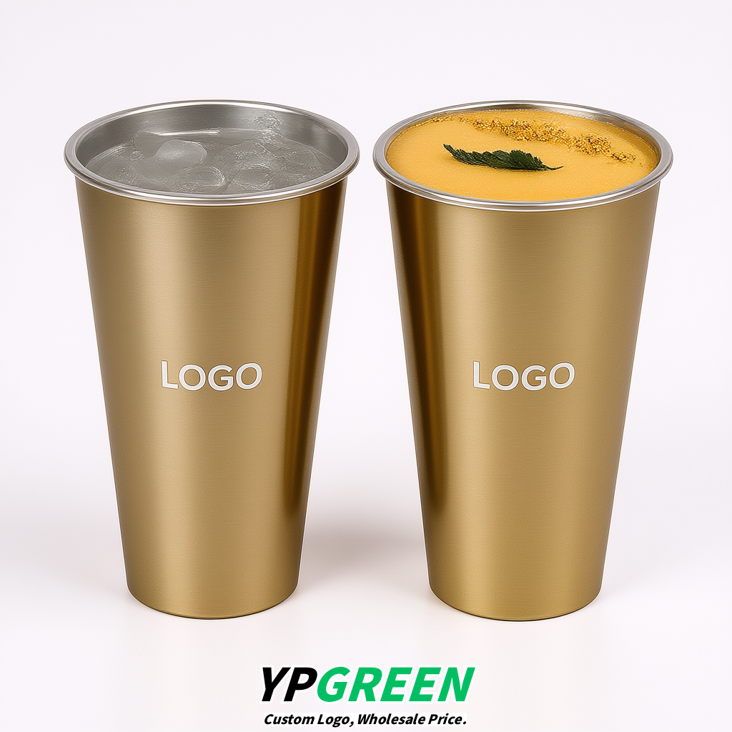 Metallic Matte Metal Film In-mold Labeling PP Injection Cup For Hot & Cold Drink