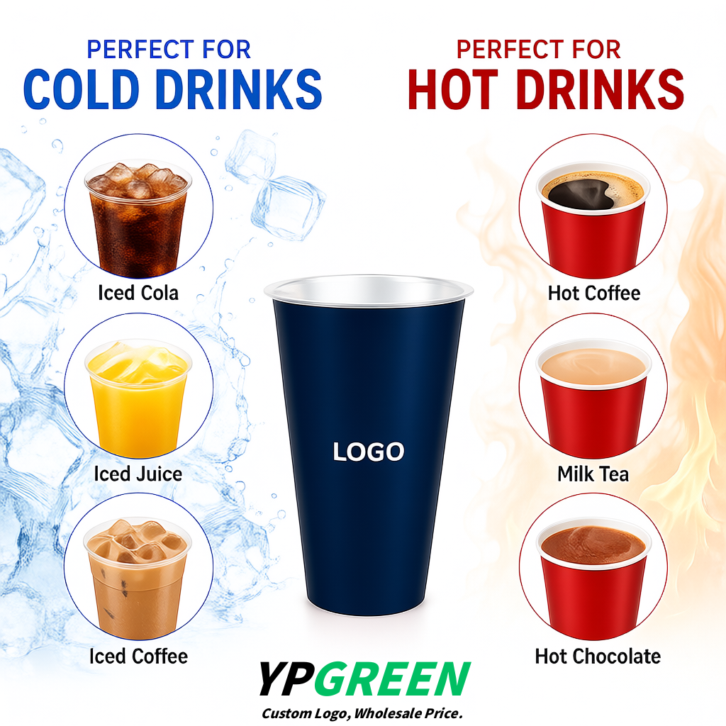 Navy Blue Matte Metal Film In-mold Labeling PP Injection Cup For Hot & Cold Drink