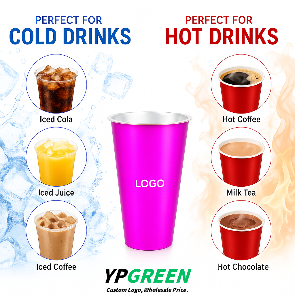 Neon Pink Matte Metal Film In-mold Labeling PP Injection Cup For Hot & Cold Drink