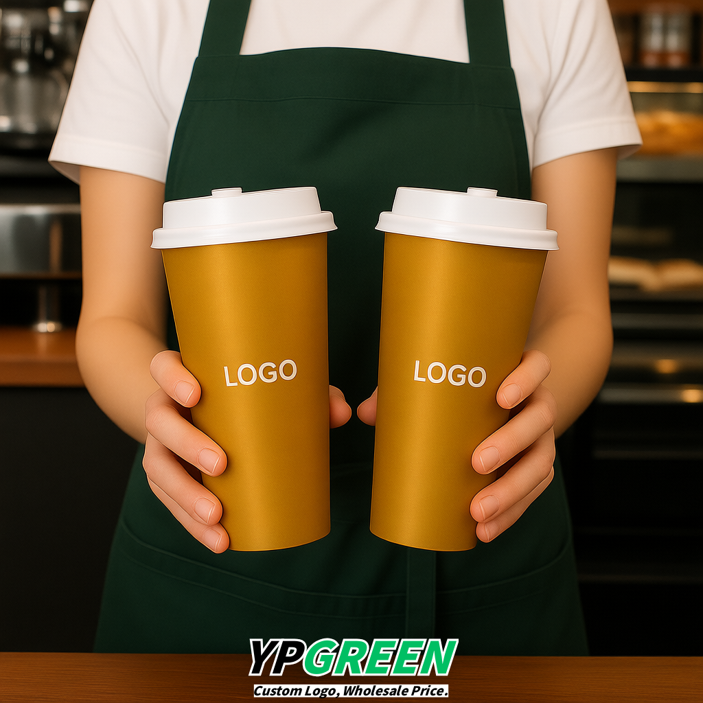 Ochre Matte Metal Film In-mold Labeling PP Injection Cup For Hot & Cold Drink