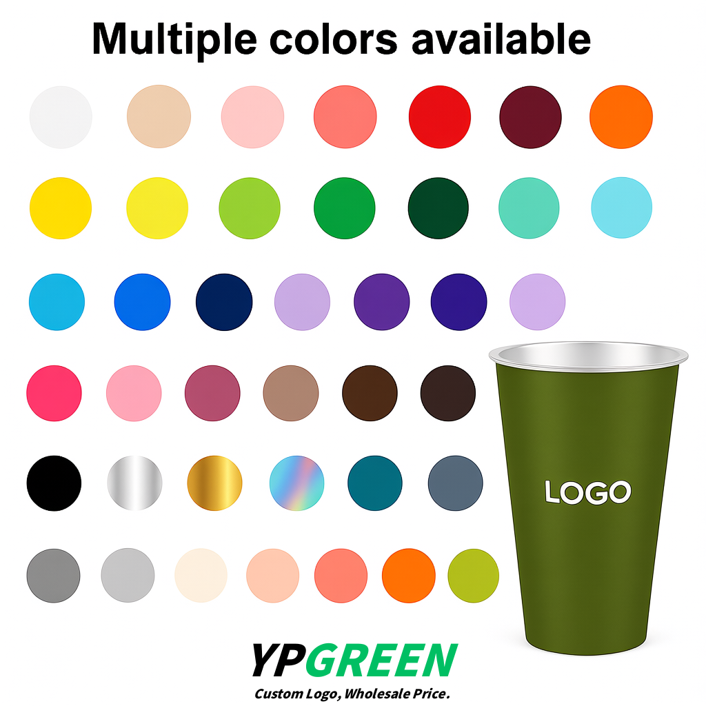 Olive Green Matte Metal Film In-mold Labeling PP Injection Cup For Hot & Cold Drink