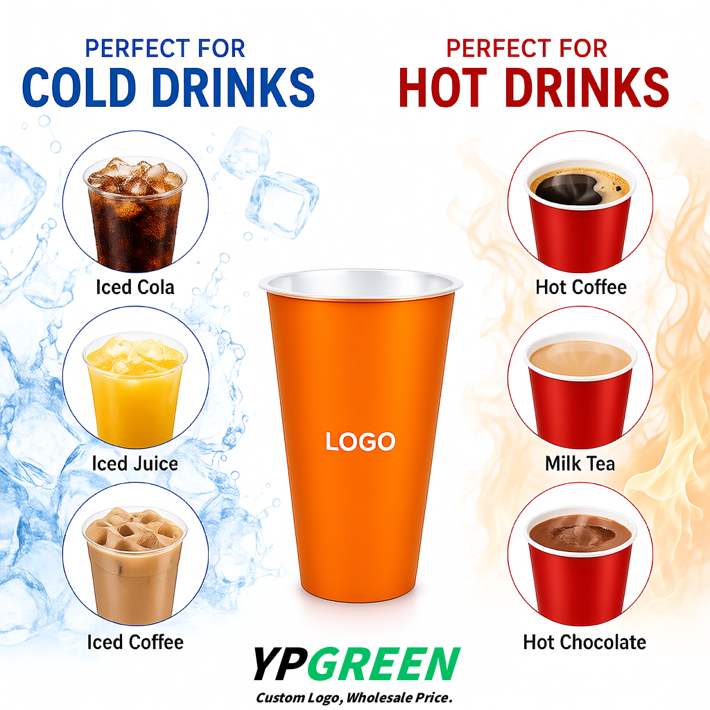 Orange Matte Metal Film In-mold Labeling PP Injection Cup For Hot & Cold Drink