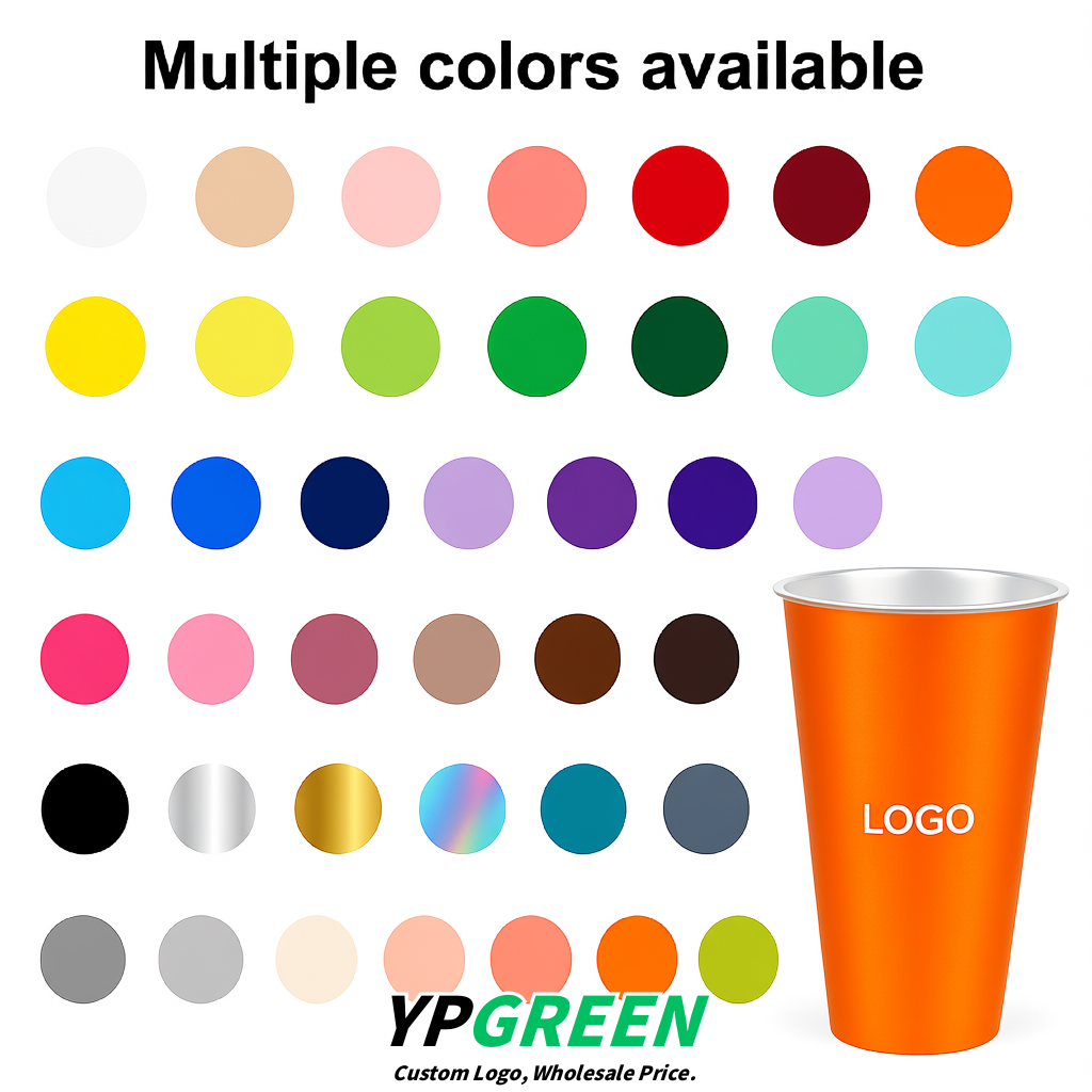 Orange Matte Metal Film In-mold Labeling PP Injection Cup For Hot & Cold Drink