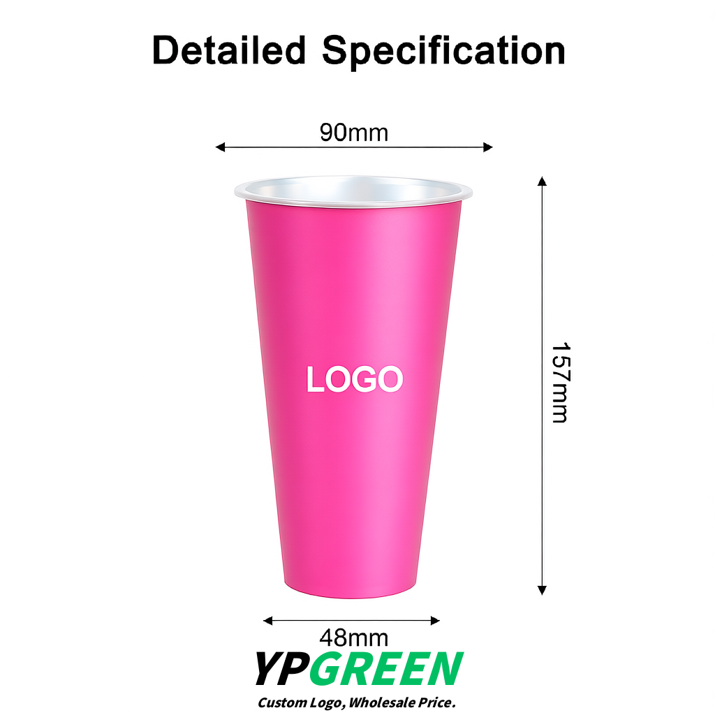 Pink Matte Metal Film In-mold Labeling PP Injection Cup For Hot & Cold Drink