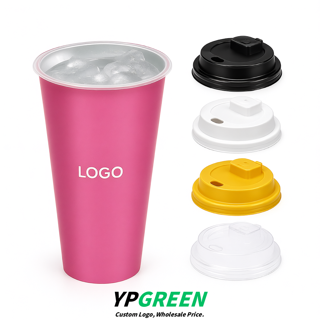 Pink Matte Metal Film In-mold Labeling PP Injection Cup For Hot & Cold Drink