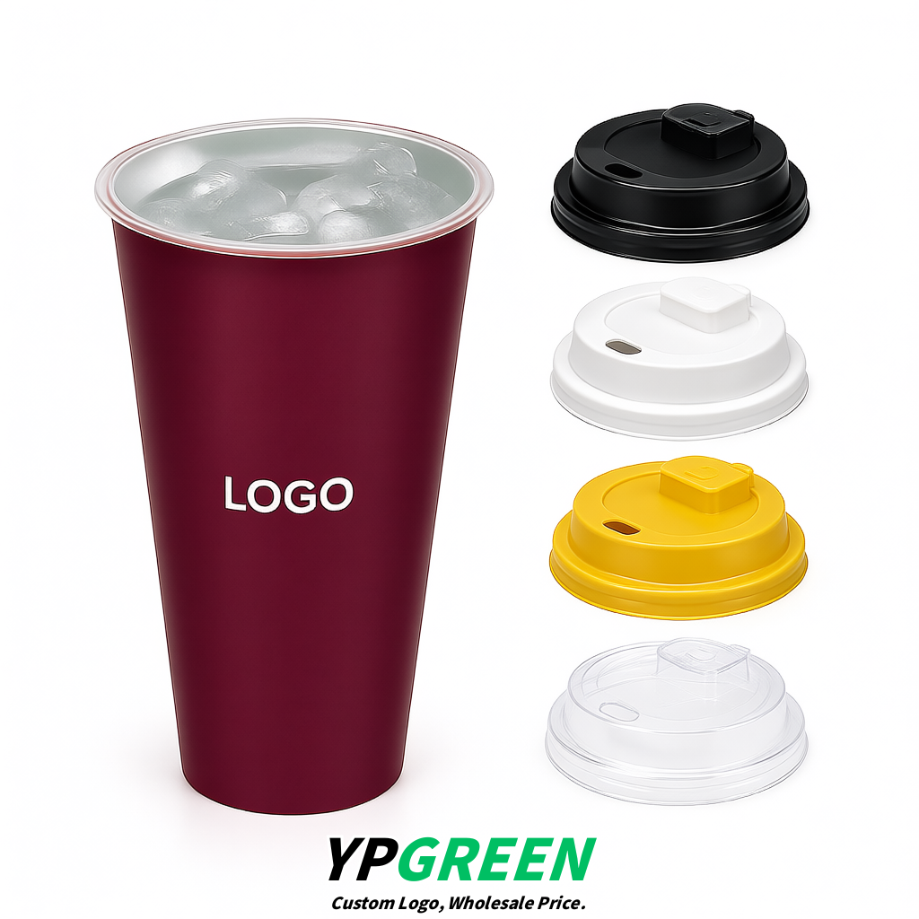 Plum Matte Metal Film In-mold Labeling PP Injection Cup For Hot & Cold Drink