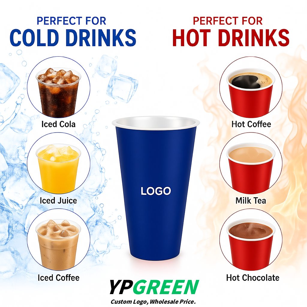 Prussian Blue Matte Metal Film In-mold Labeling PP Injection Cup For Hot & Cold Drink