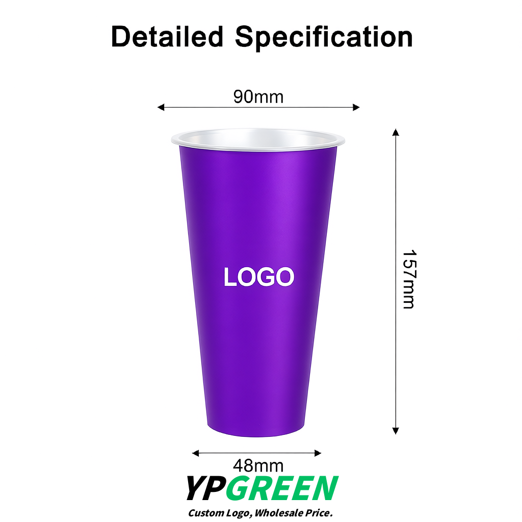 Purple Matte Metal Film In-mold Labeling PP Injection Cup For Hot & Cold Drink