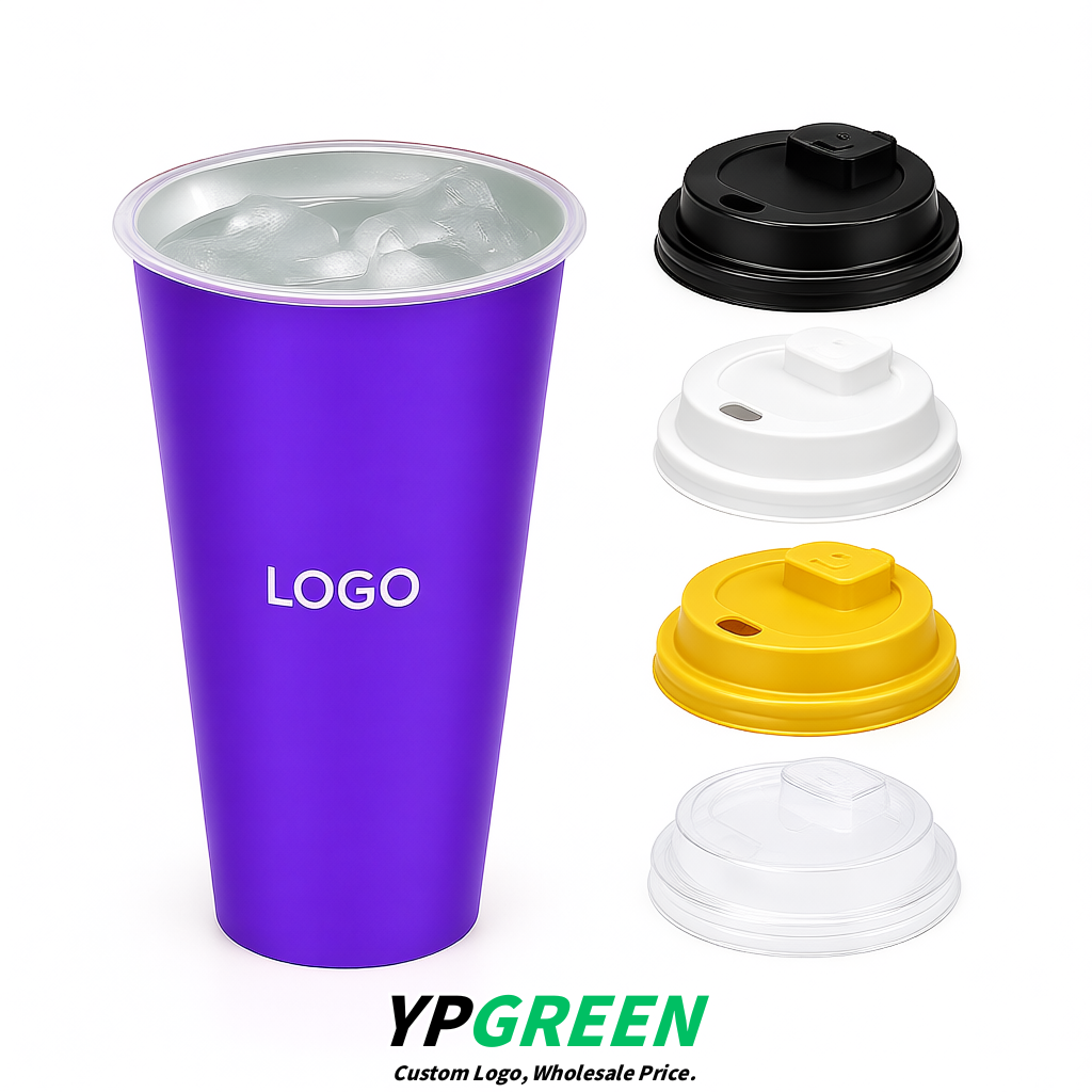 Purple Matte Metal Film In-mold Labeling PP Injection Cup For Hot & Cold Drink