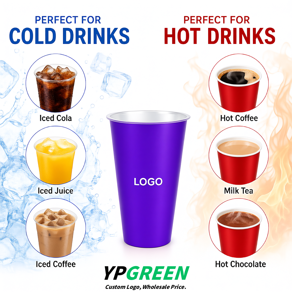 Purple Matte Metal Film In-mold Labeling PP Injection Cup For Hot & Cold Drink