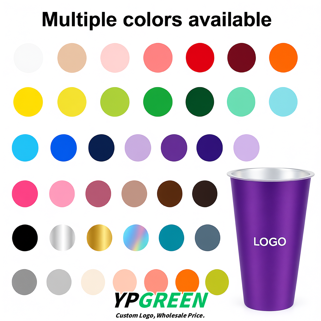 Purple Matte Metal Film In-mold Labeling PP Injection Cup For Hot & Cold Drink