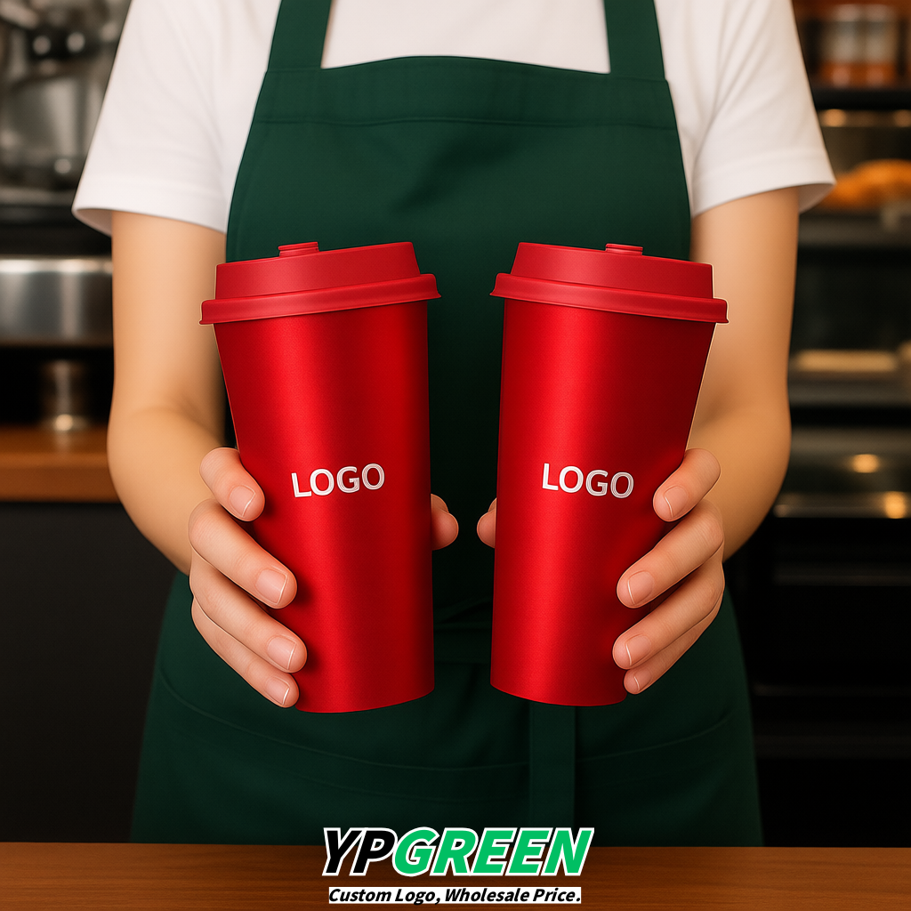 Red Matte Metal Film In-mold Labeling PP Injection Cup For Hot & Cold Drink